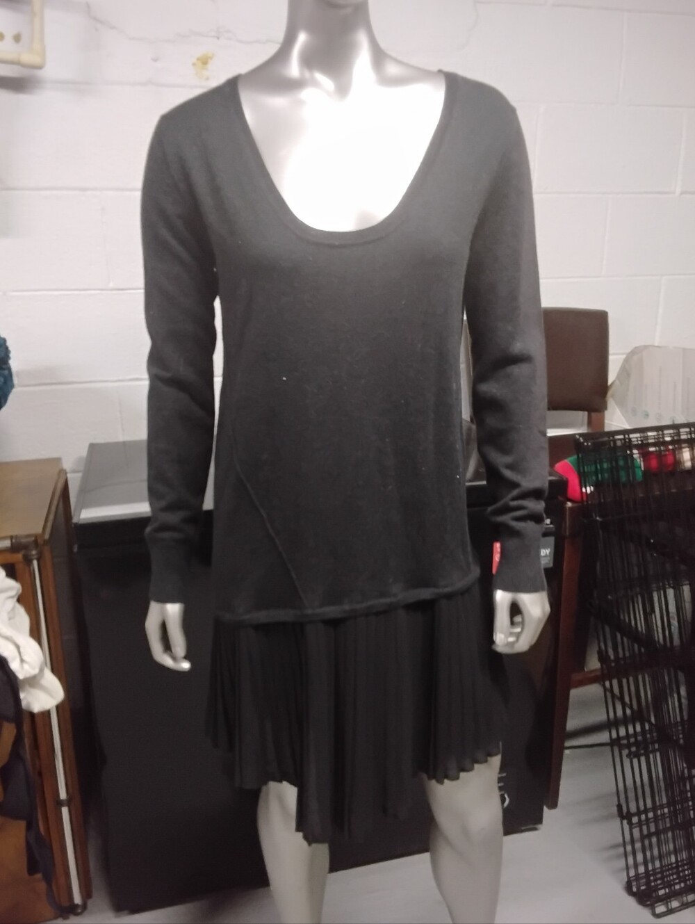 Black Long Sleeve   Scoop Neck Dress Wrap London